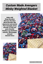 Load image into Gallery viewer, Marvel Comic Avengers Weighted Blanket or Lap Pad Cotton Fabric - Toddler, Child, Teen, Adult -Dot Minky - Anxiety, Sleep.
