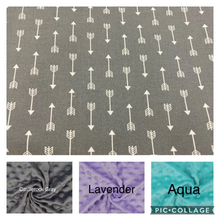 Load image into Gallery viewer, Gray Arrows Weighted Blanket or Lap Pad Cotton Fabric - Toddler, Child, Teen, Adult -Dot Minky - Anxiety, Sleep.
