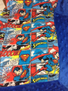 DC Comics Superman Weighted Blanket or Lap Pad Cotton Fabric - Toddler, Child, Teen, Adult -Dot Minky - Anxiety, Sleep.