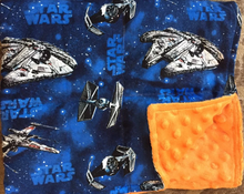 Load image into Gallery viewer, Blue Star Wars Weighted Blanket or Lap Pad Cotton Fabric - Toddler, Child, Teen, Adult -Dot Minky - Anxiety, Sleep.
