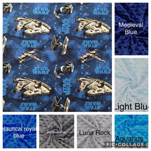 Load image into Gallery viewer, Blue Star Wars Weighted Blanket or Lap Pad Cotton Fabric - Toddler, Child, Teen, Adult -Dot Minky - Anxiety, Sleep.
