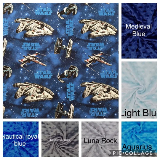 Blue Star Wars Weighted Blanket or Lap Pad Cotton Fabric - Toddler, Child, Teen, Adult -Dot Minky - Anxiety, Sleep.