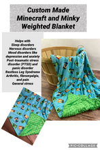 Load image into Gallery viewer, Minecraft Weighted Blanket or Lap Pad Cotton Fabric - Toddler, Child, Teen, Adult -Dot Minky - Anxiety, Sleep.
