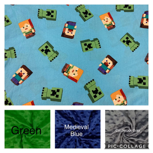 Minecraft Weighted Blanket or Lap Pad Cotton Fabric - Toddler, Child, Teen, Adult -Dot Minky - Anxiety, Sleep.