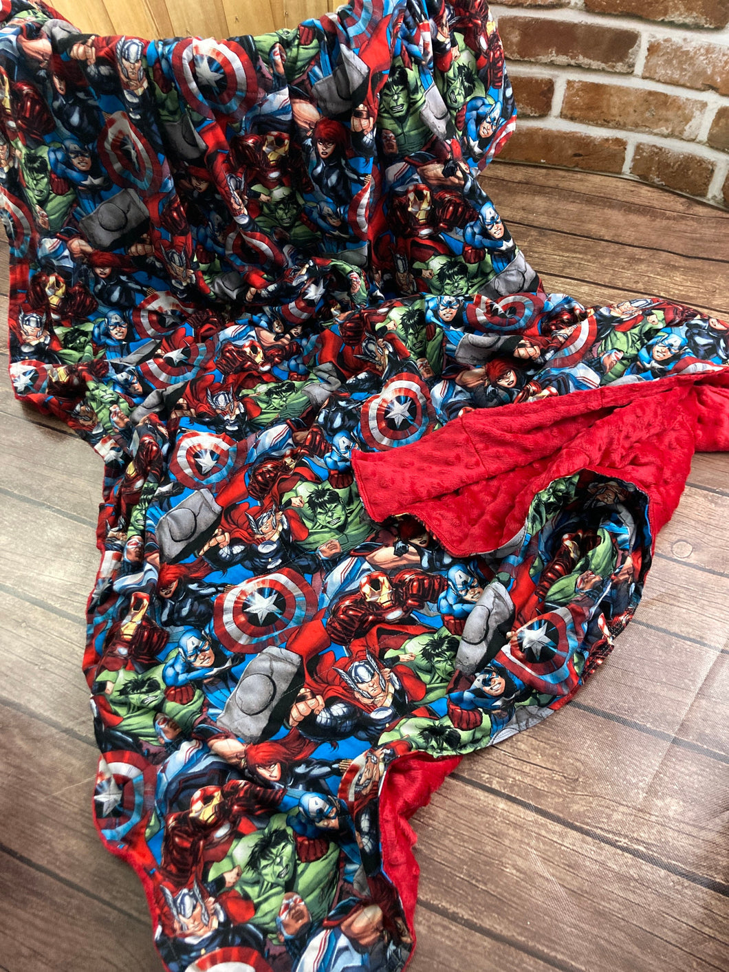 READY TO SHIP -10lbs Weighted Blanket - Avengers   With Red Minky- Toddler, Kids, Child, Teen, Adult  - Anxiety Sleep - Captain America Thor