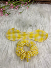 Load image into Gallery viewer, Handmade Gingham Pink, Purple, Blue, Yellow Hair Scrunchies with Bows -Cotton Accessories Fashion -Set Pack or Individual Scrunchie Hair Tie
