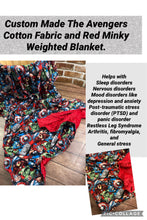 Load image into Gallery viewer, READY TO SHIP -10lbs Weighted Blanket - Avengers   With Red Minky- Toddler, Kids, Child, Teen, Adult  - Anxiety Sleep - Captain America Thor
