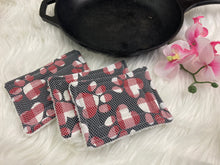 Load image into Gallery viewer, Buffalo Plaid Dog Paw Print Reusable Kitchen Sponges- Perfect for cleaning dishes, counters and Cast Iron Pots. Mesh side for extra cleaning power.
