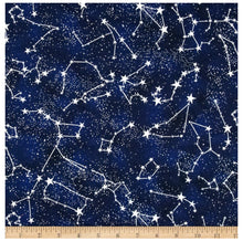 Load image into Gallery viewer, Constellation, Galaxy, Stars Glow in the Dark Weighted Blanket or Lap Pad Cotton Fabric - Toddler, Child, Teen, Adult -Dot Minky - Anxiety, Sleep.
