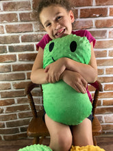 Load image into Gallery viewer, 2lbs -15lbs Weighted  Pickle or Jelly Bean Stuffed Minky Animal Lap Pad -for Comfort, Special Needs, Sleep, Anxiety and Stress Relief - Custom Made
