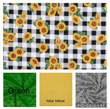 Load image into Gallery viewer, Sunflowers and Buffalo Check  - Weighted Blanket or Lap Pad Cotton Fabric - Toddler, Child, Teen, Adult -Dot Minky - Anxiety, Sleep.
