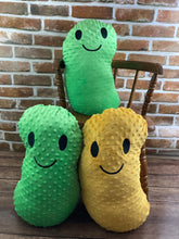 Load image into Gallery viewer, 2lbs -15lbs Weighted  Pickle or Jelly Bean Stuffed Minky Animal Lap Pad -for Comfort, Special Needs, Sleep, Anxiety and Stress Relief - Custom Made
