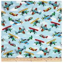 Load image into Gallery viewer, Vintage Planes Cotton Weighted Blanket or Lap Pad Cotton Fabric - Toddler, Child, Teen, Adult -Dot Minky - Anxiety, Sleep.
