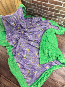 Disney Tinker Bell Weighted Blanket or Lap Pad Cotton Fabric - Toddler, Child, Teen, Adult -Dot Minky - Anxiety, Sleep.