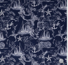 Load image into Gallery viewer, Navy Nautical Maps and Boats Sea Cotton Weighted Blanket or Lap Pad Cotton Fabric - Toddler, Child, Teen, Adult -Dot Minky - Anxiety, Sleep.
