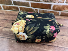 Load image into Gallery viewer, Country Cottage Rose Zipper Makeup Pouch Boxy Bag
