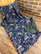 Load image into Gallery viewer, Navy Nautical Maps and Boats Sea Cotton Weighted Blanket or Lap Pad Cotton Fabric - Toddler, Child, Teen, Adult -Dot Minky - Anxiety, Sleep.
