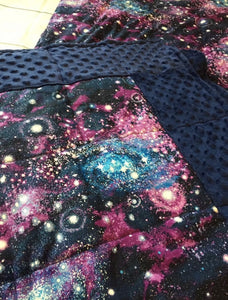 Galaxy/Space/Stars - Weighted Blanket or Lap Pad Cotton Fabric - Toddler, Child, Teen, Adult -Dot Minky - Anxiety, Sleep.