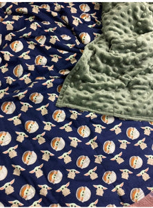 Baby Yoda - Star Wars Weighted Blanket or Lap Pad Cotton Fabric - Toddler, Child, Teen, Adult -Dot Minky - Anxiety, Sleep.