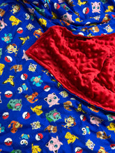 Load image into Gallery viewer, Blue Pokemon Weighted Blanket or Lap Pad Cotton Fabric - Toddler, Child, Teen, Adult -Dot Minky - Anxiety, Sleep.
