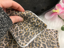 Load image into Gallery viewer, Cheetah Animal Print Reusable Kitchen Sponges- Perfect for cleaning dishes, counters and Cast Iron Pots. Mesh side for extra cleaning power.
