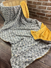 Load image into Gallery viewer, Bumble Bee Damask Weighted Blanket or Lap Pad Cotton Fabric - Toddler, Child, Teen, Adult -Dot Minky - Anxiety, Sleep.
