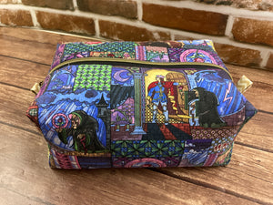 Beauty and the Beast Zipper Makeup Pouch Boxy Bag