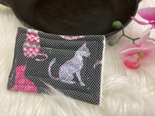 Load image into Gallery viewer, Patterned Pink Cat Reusable Kitchen Sponges- Perfect for cleaning dishes, counters and Cast Iron Pots. Mesh side for extra cleaning power.
