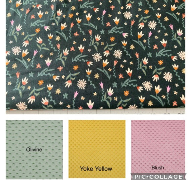 Green Floral Flowers Wildflowers- Weighted Blanket or Lap Pad Cotton Fabric - Toddler, Child, Teen, Adult -Dot Minky - Anxiety, Sleep.