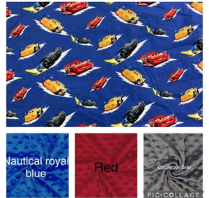 Cars - Lightening McQueen  - Weighted Blanket or Lap Pad Cotton Fabric - Toddler, Child, Teen, Adult -Dot Minky - Anxiety, Sleep.