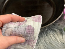 Load image into Gallery viewer, Purple Butterfly Watercolor Reusable Kitchen Sponges- Perfect for cleaning dishes, counters and Cast Iron Pots. Mesh side for extra cleaning power.
