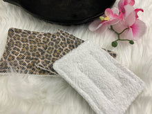 Load image into Gallery viewer, Cheetah Animal Print Reusable Kitchen Sponges- Perfect for cleaning dishes, counters and Cast Iron Pots. Mesh side for extra cleaning power.
