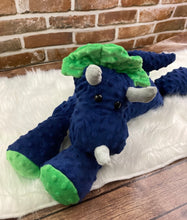 Load image into Gallery viewer, 2lbs -10lbs Weighted  Triceratops Dinosaur Stuffed Minky Animal Lap Pad -for Comfort, Special Needs, Sleep, Anxiety and Stress Relief - Custom Made
