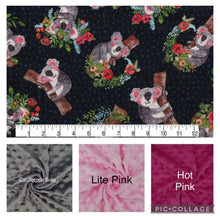 Load image into Gallery viewer, Koala and Flowers - Weighted Blanket or Lap Pad Cotton Fabric - Toddler, Child, Teen, Adult -Dot Minky - Anxiety, Sleep.
