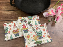 Load image into Gallery viewer, Fun Garden Gnomes Reusable Kitchen Sponges- Perfect for cleaning dishes, counters and Cast Iron Pots. Mesh side for extra cleaning power.
