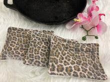 Load image into Gallery viewer, Cheetah Animal Print Reusable Kitchen Sponges- Perfect for cleaning dishes, counters and Cast Iron Pots. Mesh side for extra cleaning power.
