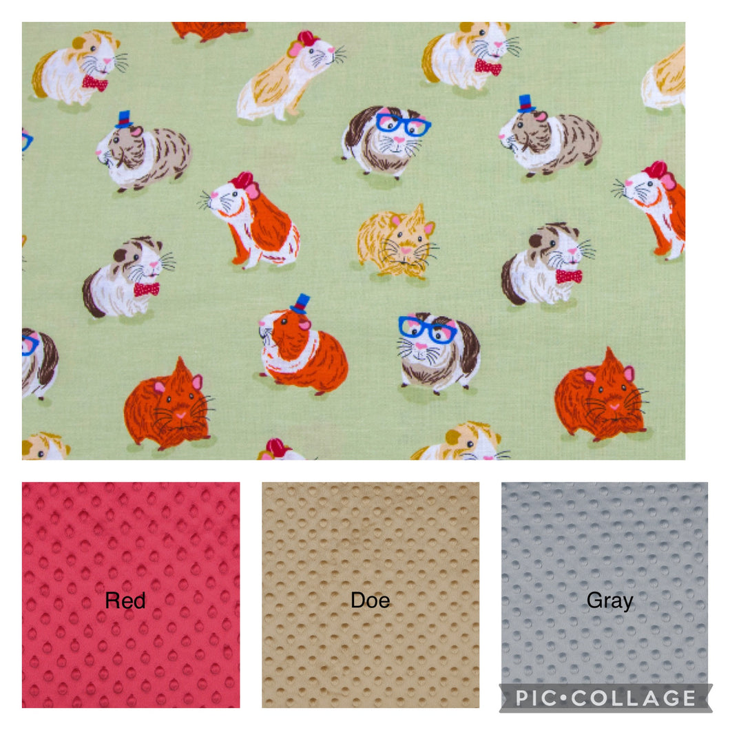 Cute Guinea Pigs Cotton Weighted Blanket or Lap Pad Cotton Fabric - Toddler, Child, Teen, Adult -Dot Minky - Anxiety, Sleep.