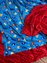 Load image into Gallery viewer, Sonic the Hedgehog Weighted Blanket or Lap Pad Cotton Fabric - Toddler, Child, Teen, Adult -Dot Minky - Anxiety, Sleep.
