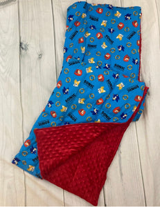 Sonic the Hedgehog Weighted Blanket or Lap Pad Cotton Fabric - Toddler, Child, Teen, Adult -Dot Minky - Anxiety, Sleep.